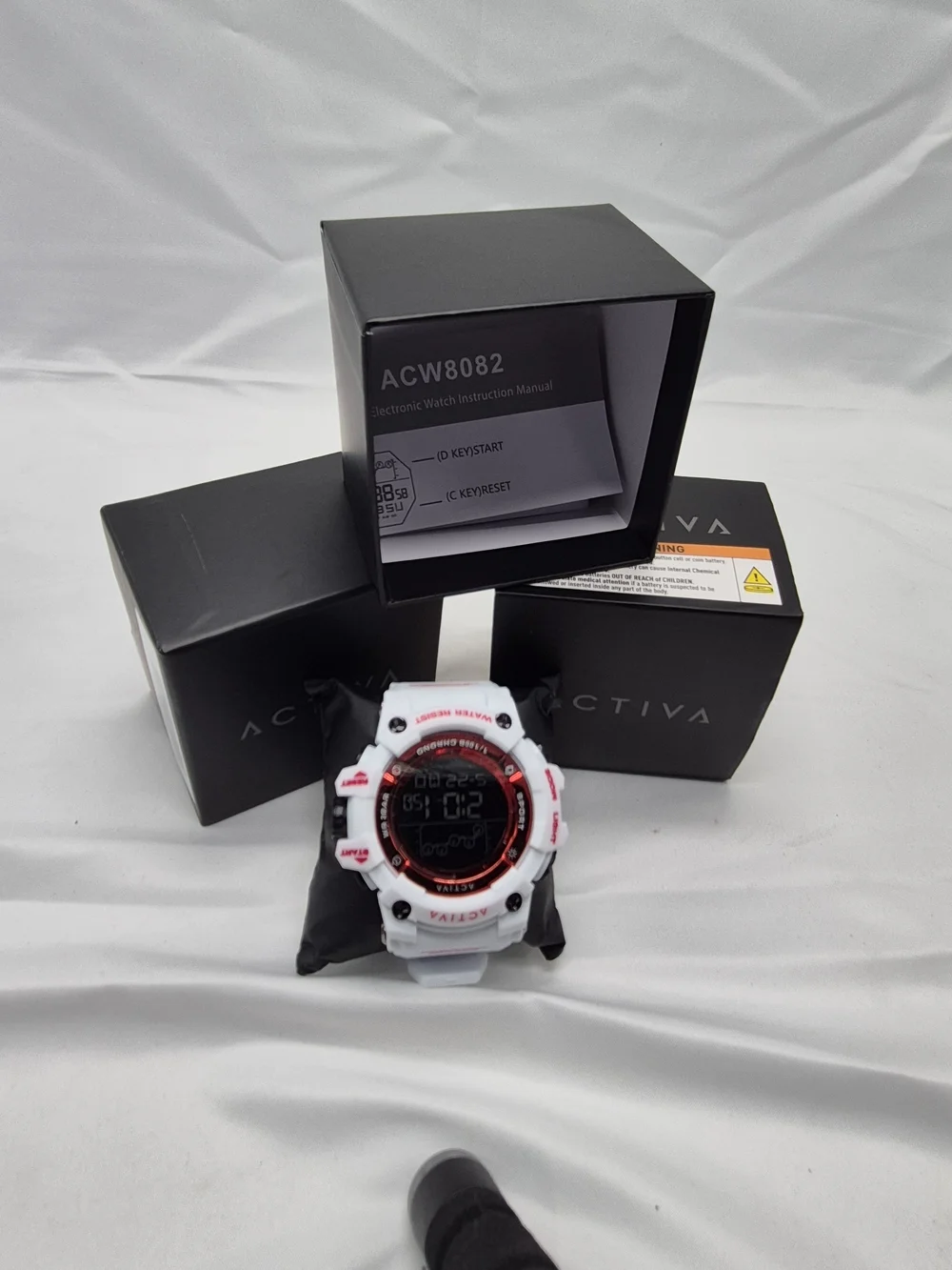 Ativa White and Red Rugged Digital Sports Watch